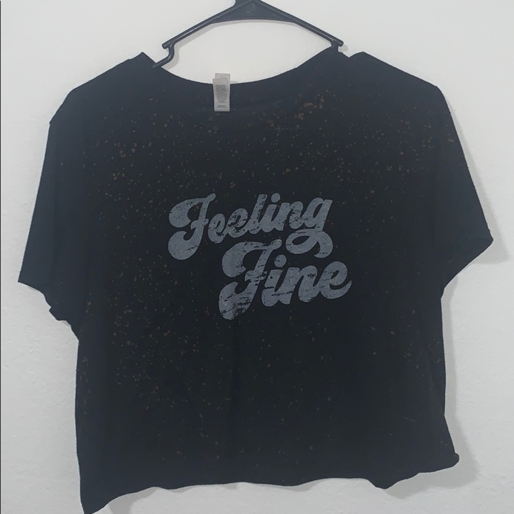 Cropped black graphic tee